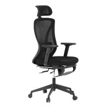 Kancelářská židle KA-S257 BK síťovina a látka černá, plast černý, opěrka nohou, posuvný sedák