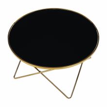 Konferenční stolek ROSALO kov gold chrom zlatá, sklo černé