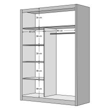 Skříň s posuvnými dveřmi MERINA 150 cm, dub sonoma a šedá