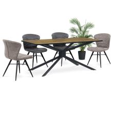 Jídelní stůl HT-885 OAK, 180x90 cm, MDF 3D dekor divoký dub, kov černý mat