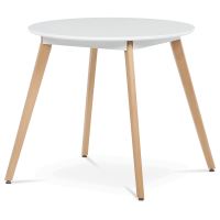 Kulatý jídelní stůl DT-316 WT, průměr 80 cm, MDF matný bílý lak, nohy buk přírodní Kulatý jídelní stůl DT-316 WT, průměr 80 cm, MDF matný bílý lak, nohy buk přírodní