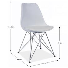Jídelní židle METAL new, plast a ekokůže bílá, chrom