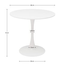 Jídelní stůl, průměr 80 cm, bílá matná, REVENTON