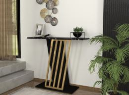 Konzolový stolek GIOS 90 cm, lamino černá a marble (2)