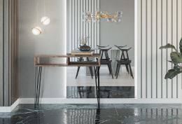 Konzolový stolek LEIRIA 110x30 cm, v.85 cm, lamino dub colonial grande, kov černý mat