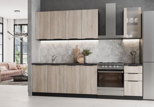 Kuchyně MARKERA 200 cm, dub sonoma a antracit