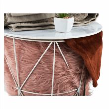 Příruční stolek ENPLO MDF dekor mramor, kov bílý lak