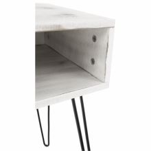 Příruční - noční stolek HONEJ MDF barva bílá vintage, kov černý lak