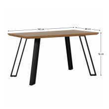 Jídelní stůl PEDAL 140x80 cm, fólie dub, kov černý