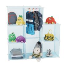 Dětská modulární skříň FRIN kov a plast, modrá a dětský vzor