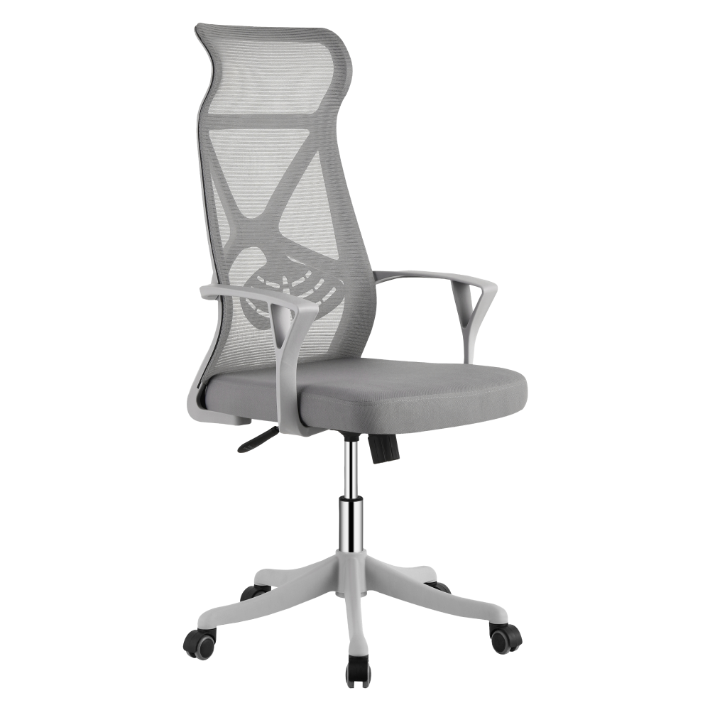 Kancelářská židle ZOLAN síťovina a látka šedá, plast šedý