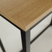 Konzolový stolek BUSTA v industriálním stylu, dezén dub, ocel černý lak