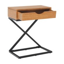 Příruční - noční stolek VIRED MDF fólie dub, kov černý lak