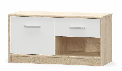TV stolek 1D1S TIPS 83 cm, dub sonoma a bílá mat
