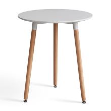 Jídelní stůl ELCAN průměr 60 cm, MDF bílá, nohy buk