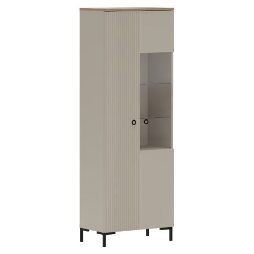 Vitrína, šedohnědá Taupe/dub silverjack, DOMCA 1D1W