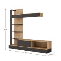 Obývací stěna GELUZA 205 cm, dub riviera a černá (2)