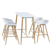 Barový stůl DORTON 110x50 cm, MDF barva bílá, podnož kov, dezén buk