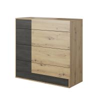 Komoda 4S, dub artisan/černá borovice norská, BAFRA Komoda 4S, dub artisan/černá borovice norská, BAFRA