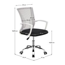 Kancelářská židle IZOLDA NEW síťovina šedá a černá, plast bílý, kov chrom