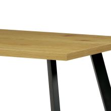 Jídelní stůl HT-740 OAK, 140x85 cm, MDF fólie 3D dekor divoký dub, kov černý lak mat