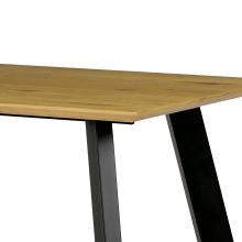 Jídelní stůl HT-721 OAK, 140x80 cm, MDF 3D dekor divoký dub, kov černý lak mat