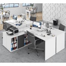 Rohový kancelářský stůl DALTON 2 new, bílá a šedá