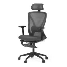 Kancelářská židle KA-S257 GREY síťovina a látka šedá, plast černý, opěrka nohou, posuvný sedák
