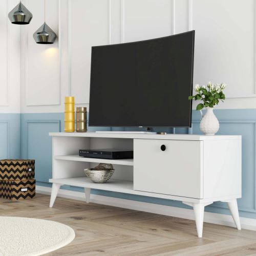 TV stolek RETRO 120 cm, matná bílá