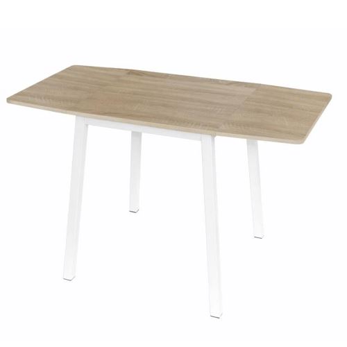 Jídelní stůl MAURO rozkládací 60-120x60 cm, MDF dub sonoma a kov bílý