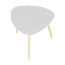 Příruční stolek TAVAS MDF bílá barva, nohy přírodní masiv
