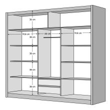 Skříň s posuvnými dveřmi MERINA 250 cm, dub sonoma a šedá