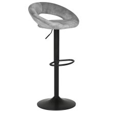 Barová židle AUB-822 GREY4 sametová látka šedá, kov černý lak mat