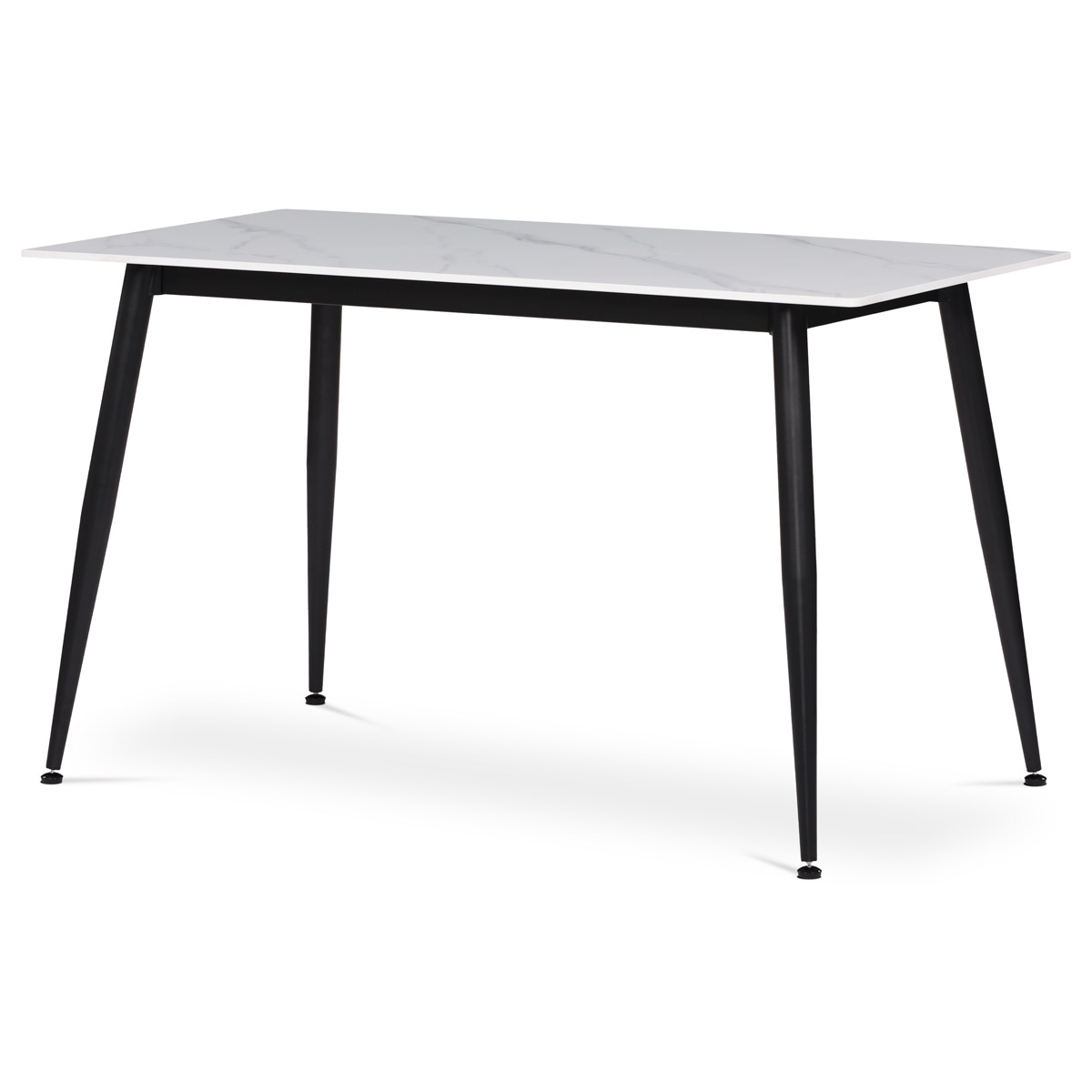 Jídelní stůl HT-403M WT, 130x70 cm, slinutý kámen, matný mramor, kov černý lak mat
