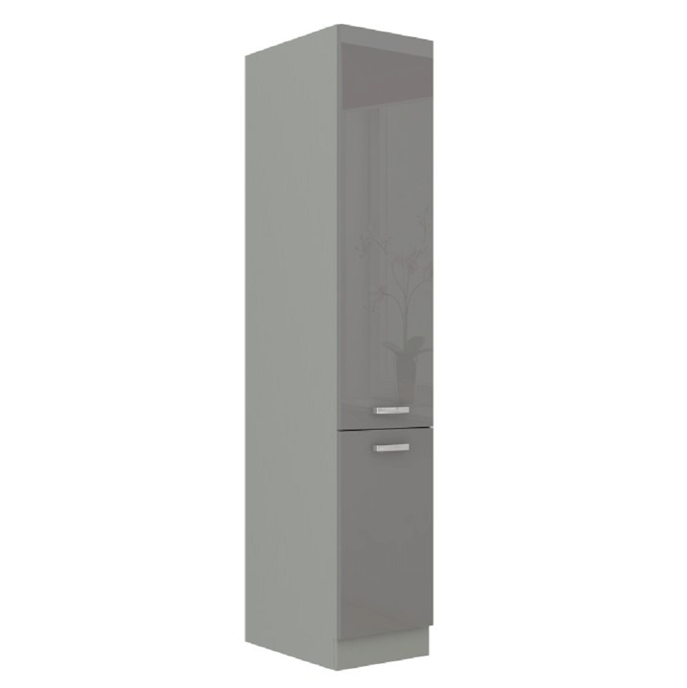 Vysoká dvoudveřová skříňka, šedá vysoký lesk / šedá, PRADO 40 DK-210