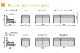 Buková sedací souprava LEDA GRAND 3+2+1 český výrobek