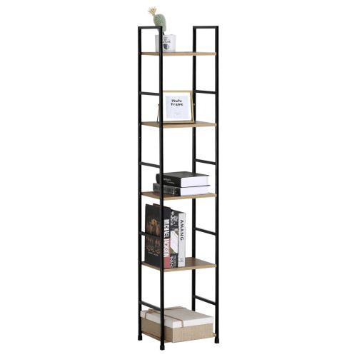 Regál GD-215 OAK MDF dekor dub, kov černý lak