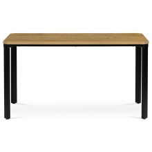 Jídelní stůl AT-621 OAK, 140x80 cm, MDF deska, dýha divoký dub, kov černý lak mat