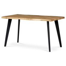 Jídelní stůl HT-840 OAK 140x80 cm, MDF deska 3D dekor divoký dub, kov černý lak