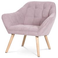 Křeslo AK-321 PINK2 látka starorůžová, dřevěné nohy přírodní