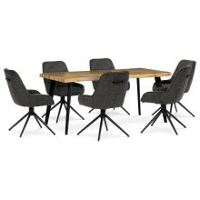 Jídelní stůl HT-880B OAK, 180x90 cm, MDF deska, 3D dekor divoký dub, kov černý lak mat
