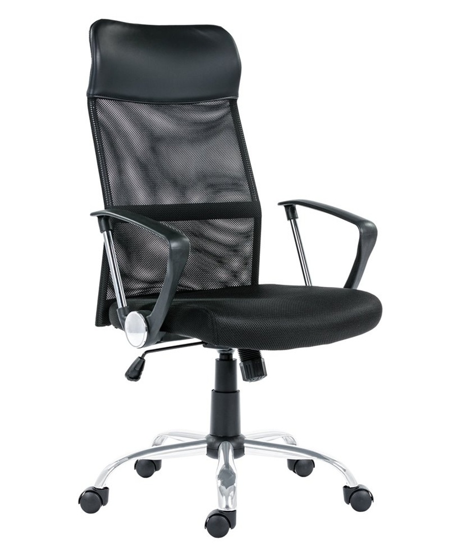 Kancelářská židle TENNESSEE síťovina, látka a koženka, černá, kov chrom, AKCE