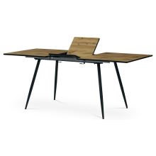 Jídelní stůl HT-921 OAK, rozkládací 140+40x80 cm, MDF deska, dýha divoký dub, kov černý lak mat