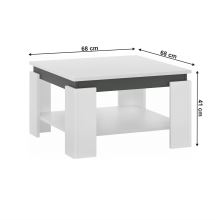 Konferenční stolek LEJSY 68x68 cm, bílá a grafit