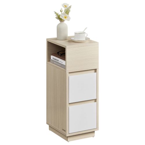 Noční stolek ANT-E1065 BUK MDF bělený dub a matná bílá
