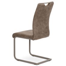 Jídelní židle DCL-412 LAN3 látka lanýžová v dekoru vintage kůže, bílé prošití, kov lanýžový lak