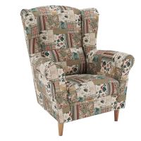 Křeslo ušák CHARLOT látka patchwork Viorica 1