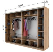 Šatní skříň STELLA 300 cm, dub sonoma (3)