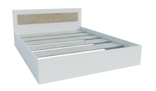 Postel 160x200 cm BOXBY bílá mat/dub coastland satin