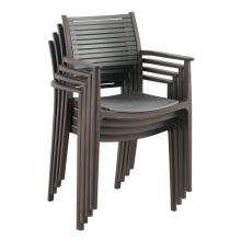 Stohovatelná židle s područkami HERTA plast hnědý a šedý